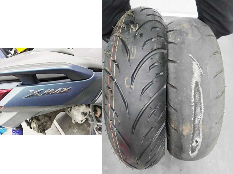 後輪タイヤ作業交換